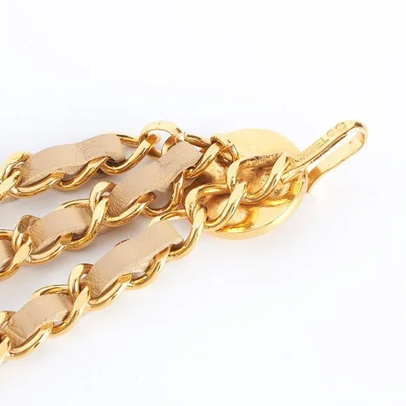 Authentic CHANEL Vintage Belt, Chanel Chain Belt, Chanel Chain and Leather Belt, - Picture 6 of 12
